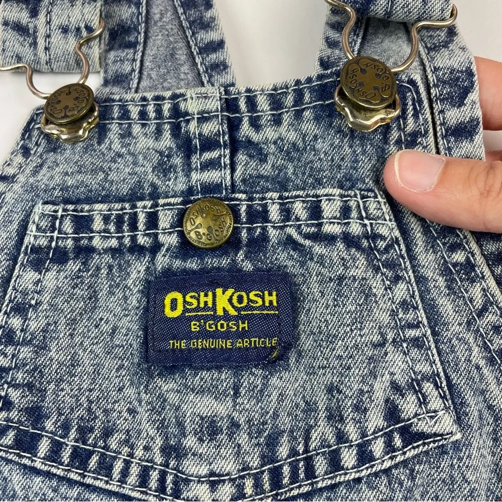 OshKosh B'gosh Vestbak Blue Gray Denim Overalls Child Size 3T Made In USA